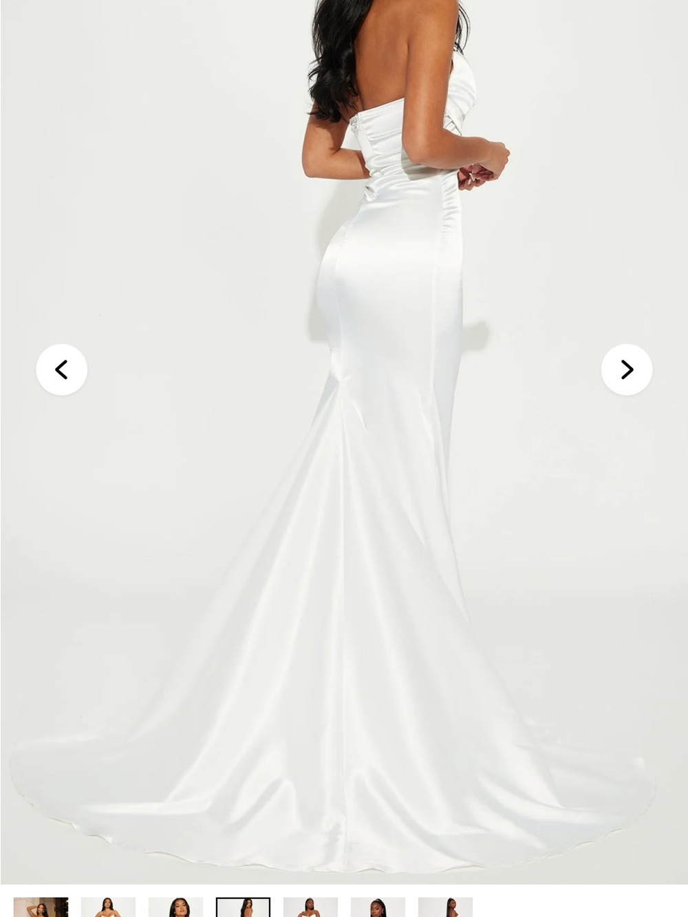 Strapless White Satin Mermaid Evening Dress - Picture 2 of 2